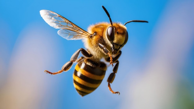 Bee gathering nectar from pink flowers perfect for spring and gardening themes