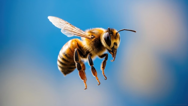 Bee gathering nectar from pink flowers perfect for spring and gardening themes