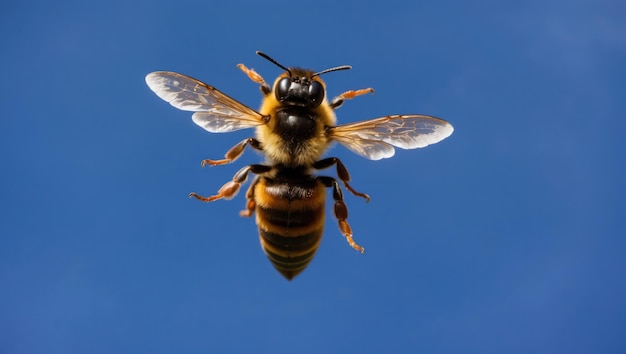 Photo bee gathering nectar from pink flowers perfect for spring and gardening themes