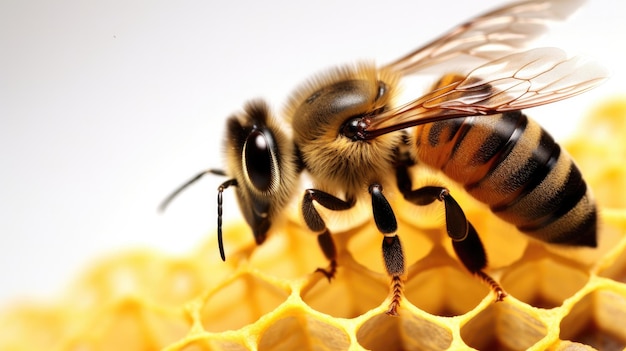 A bee on a honeycomb with a bee on it