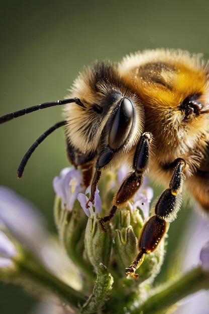 a bee is eating a flower