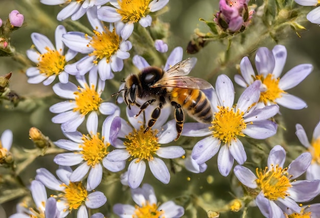 a bee is eating nectar from a flower