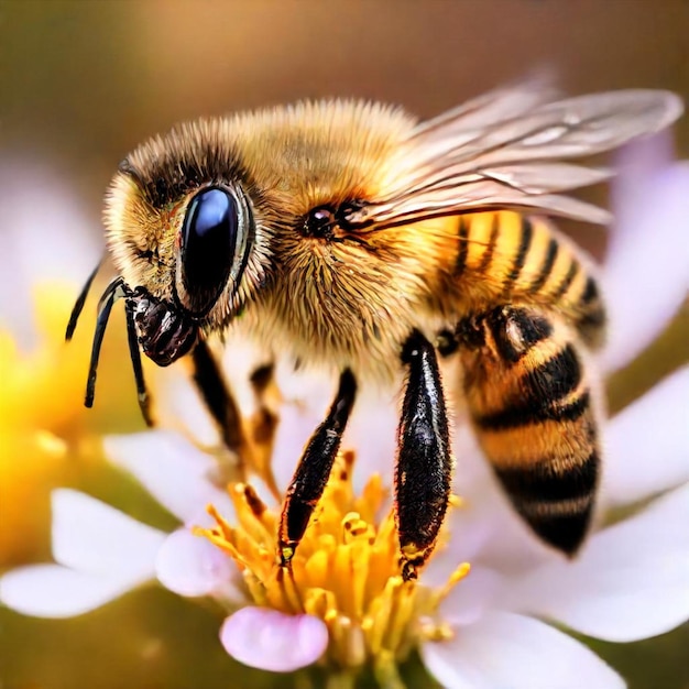 a bee is looking for nectar from a flower