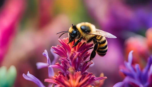 a bee is sitting on a purple flower with the number 8 on it