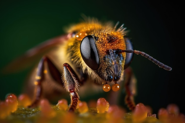 Bee macro photography close up shallow focus Generative AI