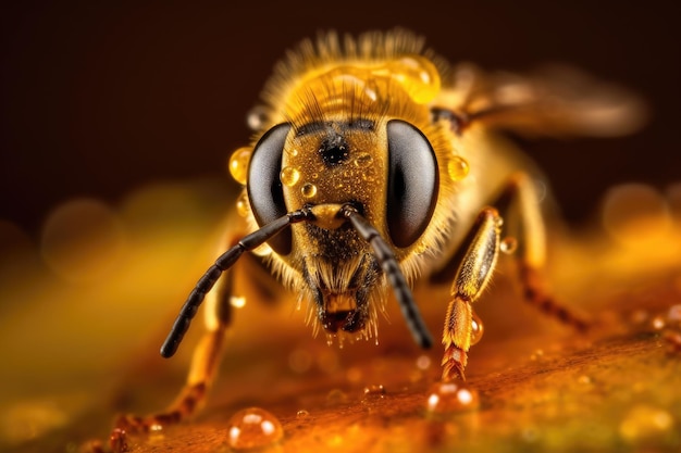 Bee macro photography close up shallow focus Generative AI