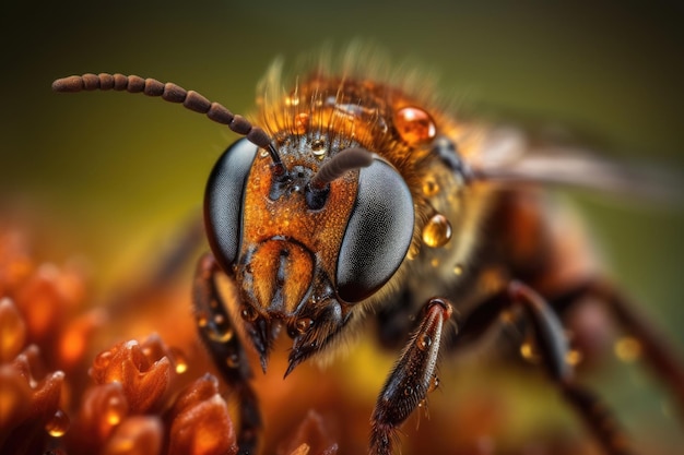 Bee macro photography close up shallow focus Generative AI