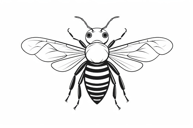 Photo bee outline sketch animal insect white