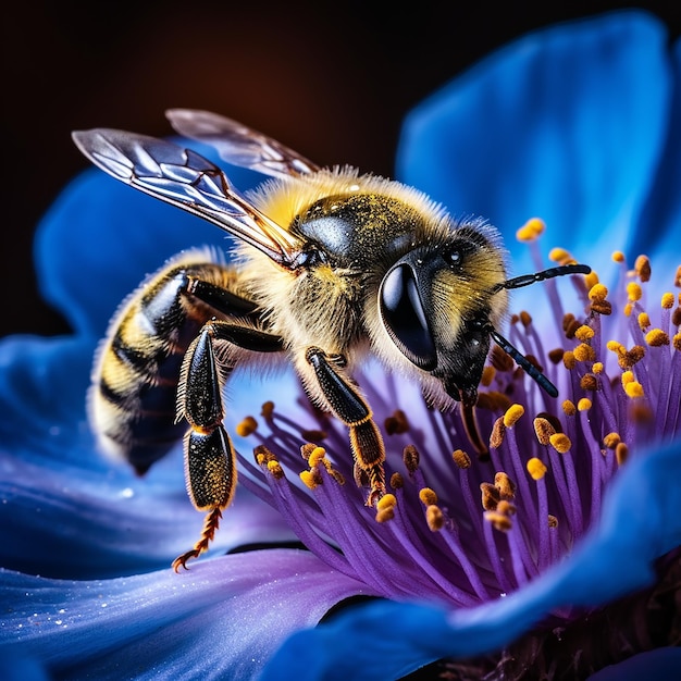 A bee pollinating a flower