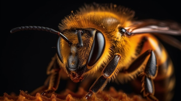 A bee sits on a chocolate ice cream.