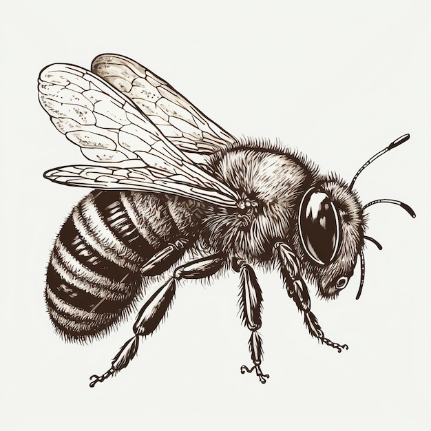 bee sitting hand drawn sketch