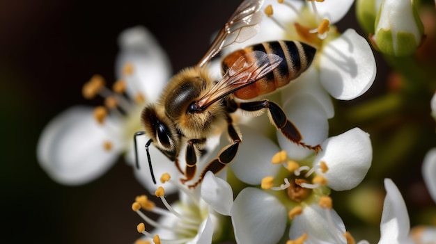 A bee on a white flower