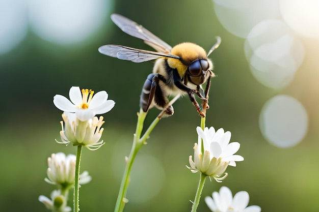 A bee on a white flower