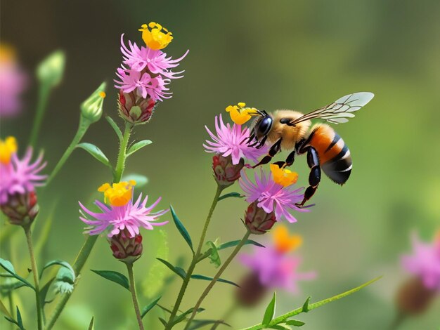 A bee on wildflowers