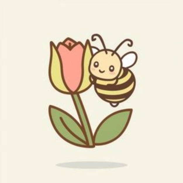 a bee with a flower on it