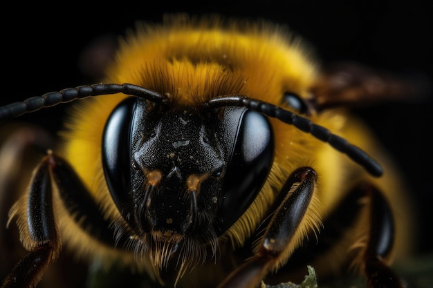 The bee with the pollen on its head and legs A striking macro shot Generative AI