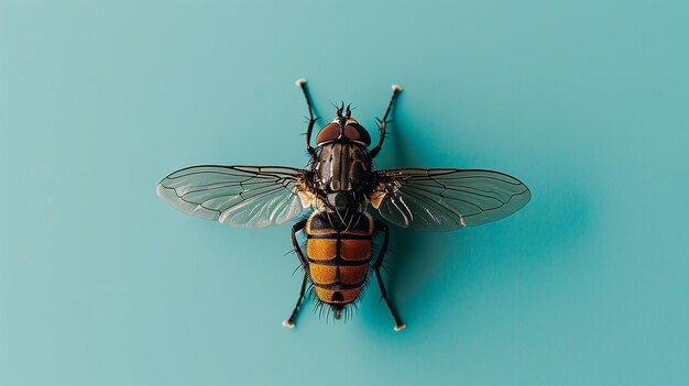 a bee with a yellow body and a black and yellow wings