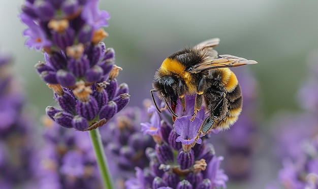 a bee with a yellow face and black spots on it