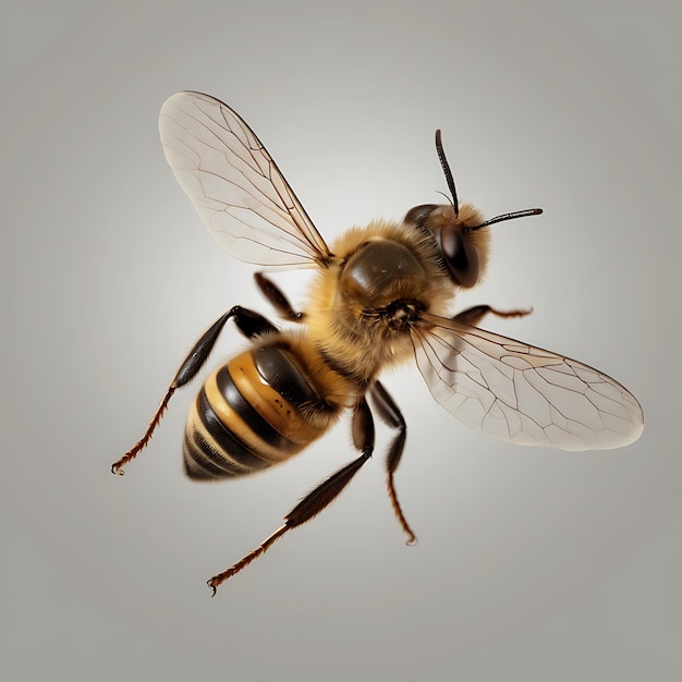 a bee with a yellow head and a black background