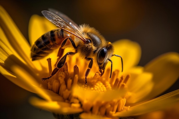 A bee on a yellow flower