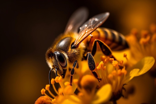 A bee on a yellow flower