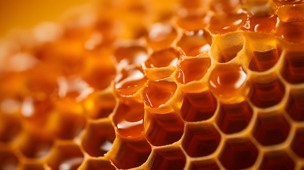 Beecombs full of fresh honey in detail macro