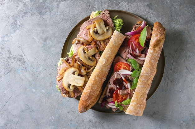 Beef baguette sandwich