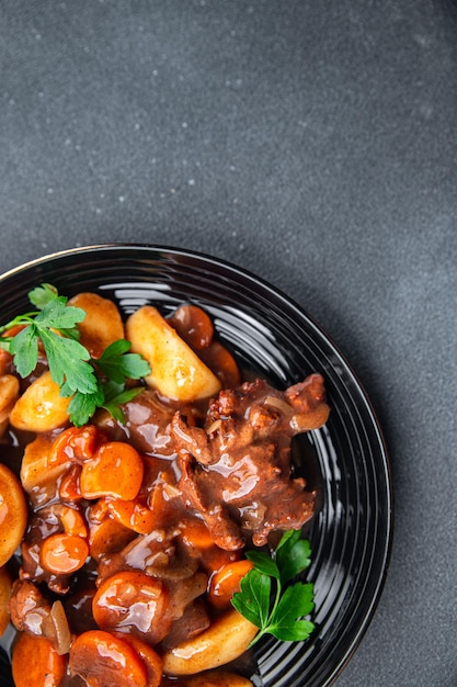 beef bourguignon beef stew dish vegetabl ready to eat meal food snack on the table copy space food