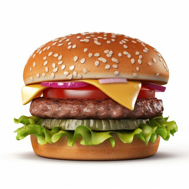 Beef burger isolated Illustration AI GenerativexA