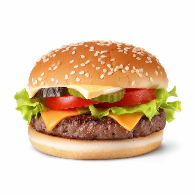 Beef burger isolated Illustration AI GenerativexA