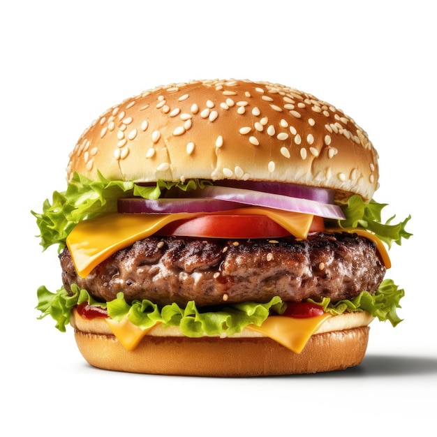 Beef burger isolated Illustration AI GenerativexA