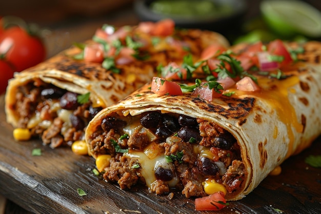 Beef Burrito on Ceramic Plate