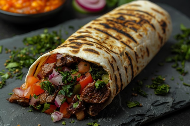 Beef Burrito on Stone Background