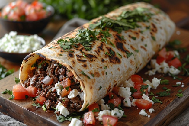 Beef Burrito with Crumbled Queso Fresco