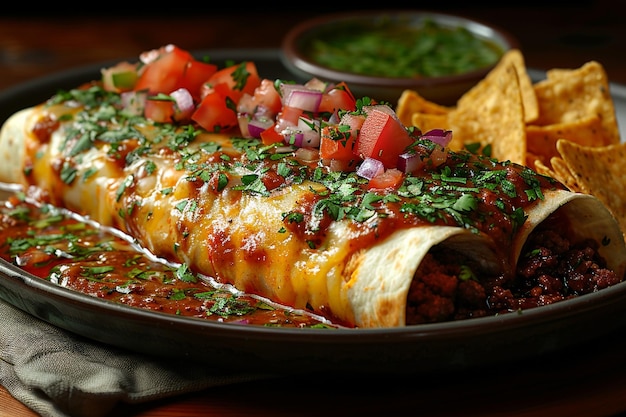 Beef Burrito with Crunchy Tortilla Chips