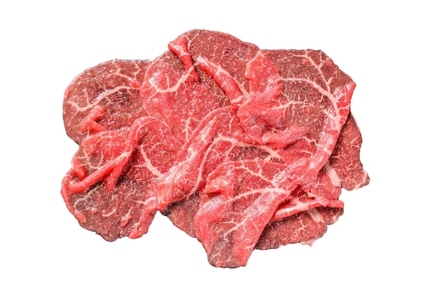 Beef Capriccio raw meat Isolated on white background