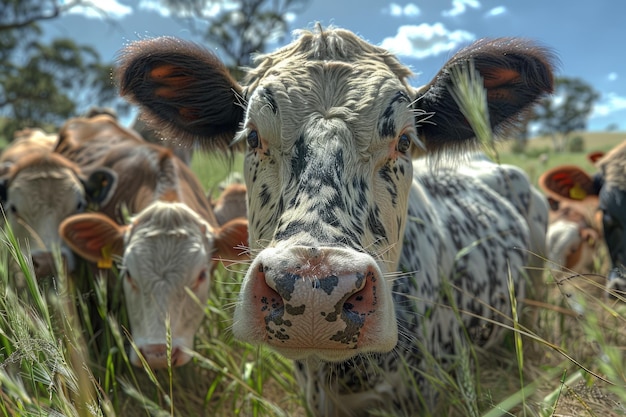 Beef cattle grazing on Australian ranch various breeds