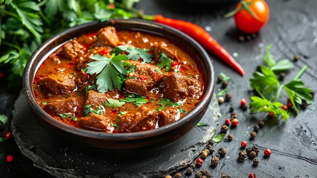 Photo beef curry rogan josh indian tradition foods