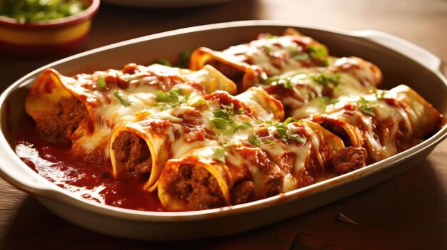 Photo beef enchiladas background images neutral colors bright background generative ai