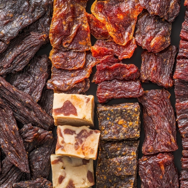 beef jerky assortment background filling the entire image