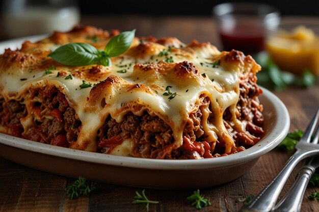 Photo beef lasagna