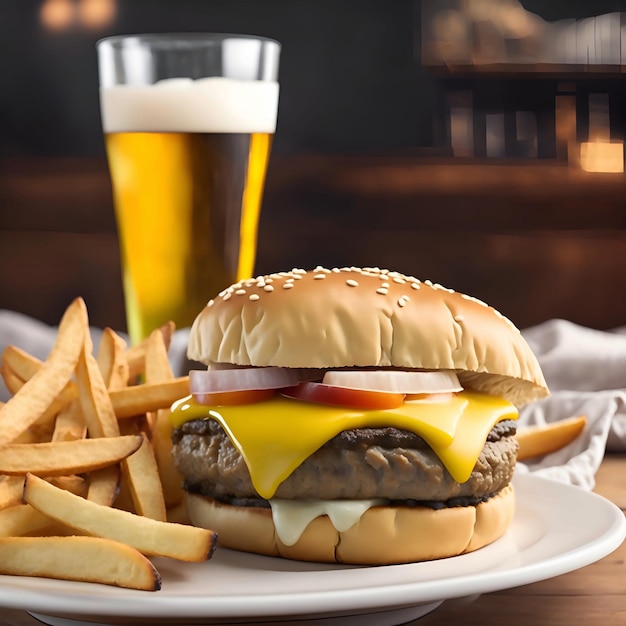 A beef patty with crispy fries