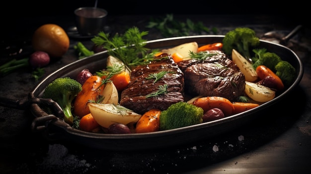 Beef pot roast slowcooked to perfection with aromatic vegetables a savory onepot meal