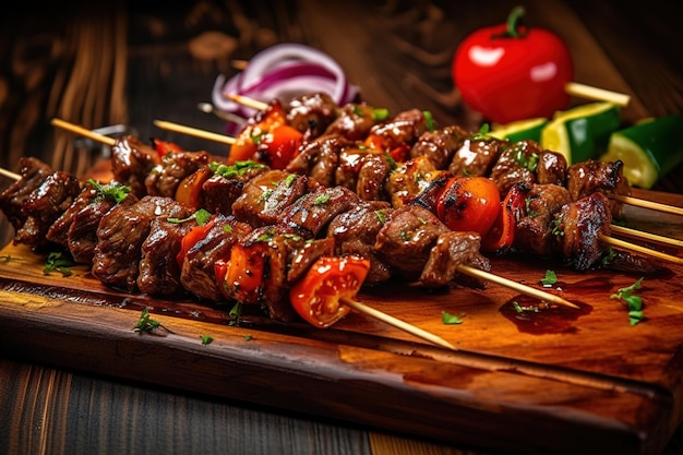 Beef Skewer Teriyaki with Paprika and Cucumber