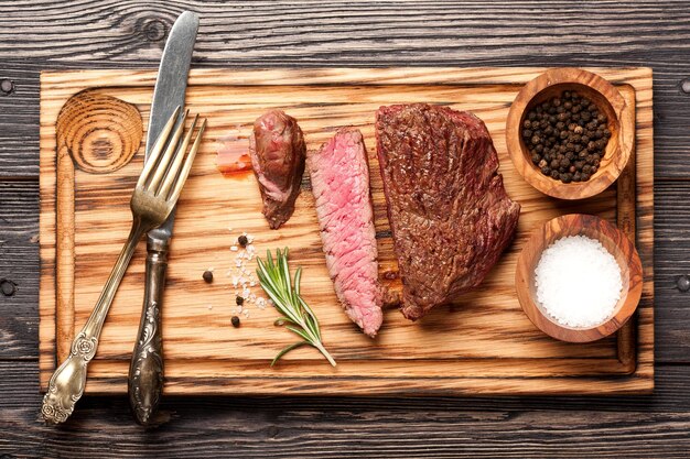 Beef steak medium with salt and pepper