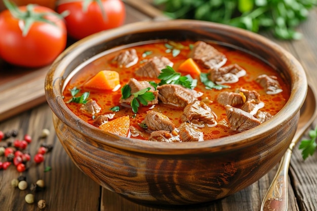 Beef stew in the bowl