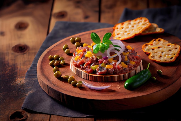 Beef tartare with capers food