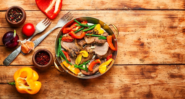 Beef tongue with vegetables