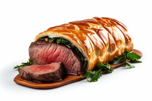 Beef Wellington on Isolated White Background