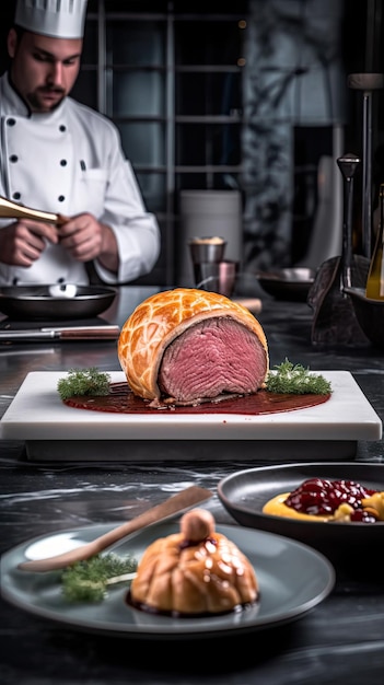 Beef Wellington a steak dish of English origin made out of fillet steak